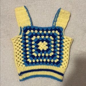 Crochet Yellow and Blue Tank Top